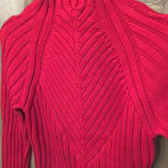 Ann Taylor Red Cable Knit Ribbed Sweater Small - Picture 3 of 12